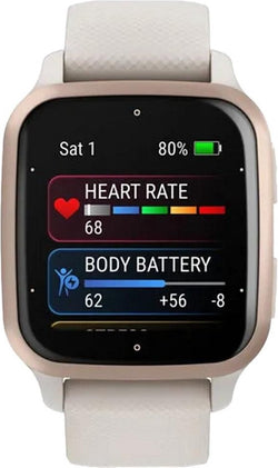 Garmin Venu Sq 2 Music - Health Smartwatch - Amoled display - 10 dagen batterij - Ivory/ Peach gold