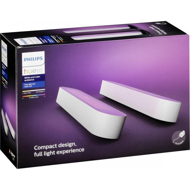 Philips Hue Play Lichtbalk Tafellamp basis - White and Color Ambiance - Gëintegreerd LED - Wit - 42W - 2 Stuks