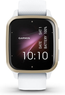 Garmin Venu Sq 2 – Gesundheits-Smartwatch – Amoled-Display – 10-Tage-Akku – Weiß / Cremegold 