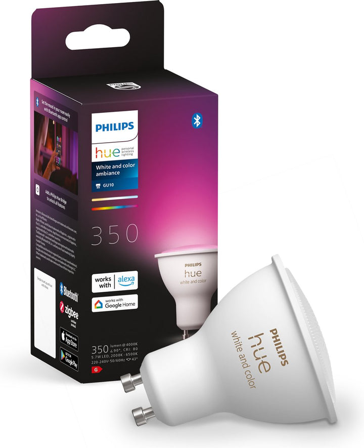 Philips Hue Slimme Lichtbron GU10 Spot - wit en gekleurd licht - 5,7W - Bluetooth