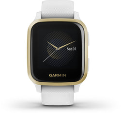 Garmin Venu Sq Health Smartwatch – Klarer Touchscreen – Schrittzähler – 6-Tage-Akku – Weiß/Hellgold 