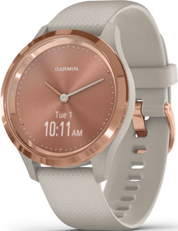 Garmin Vivomove 3S Hybrid Smartwatch – Echte Zeiger – Versteckter Touchscreen – Verbundenes GPS – 5-Tage-Akku – Roségold/Tundra 