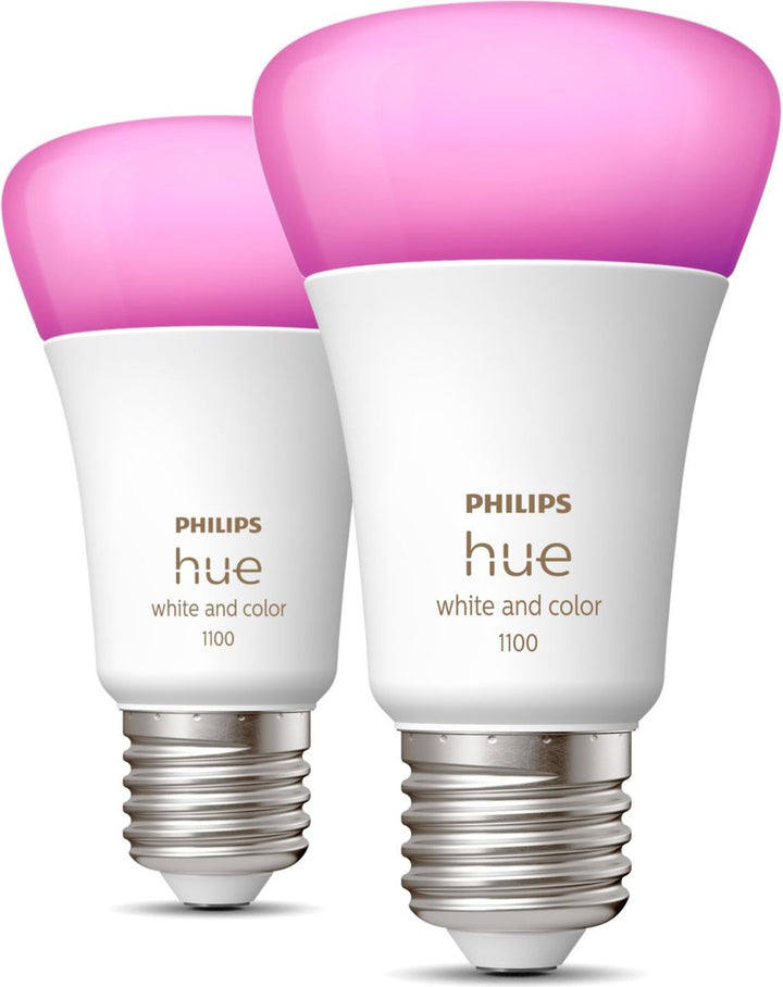 Philips Hue standaardlamp E27 Lichtbron - wit en gekleurd licht - 2-pack -1100lm - Bluetooth