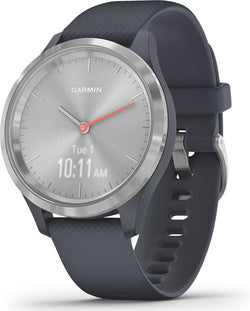 Garmin Vivomove 3S Hybrid Smartwatch – Echte Zeiger – Versteckter Touchscreen – Verbundenes GPS – Silber/Blau 